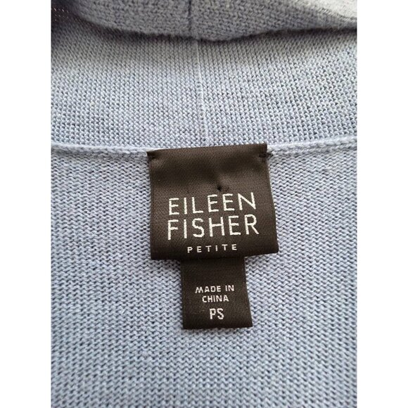 Eileen Fisher Womens Silk Cashmere Open Front Knit Cardigan Blue Pet S A001080 - Picture 5 of 7